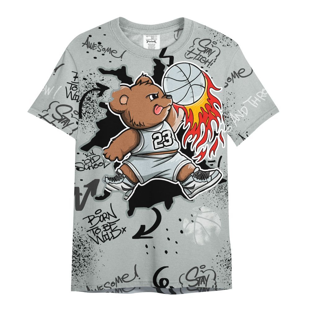 Shirt To Match Black Wolf Grey 12s - Number 23 Basketball Bear Custom Name All Over Print