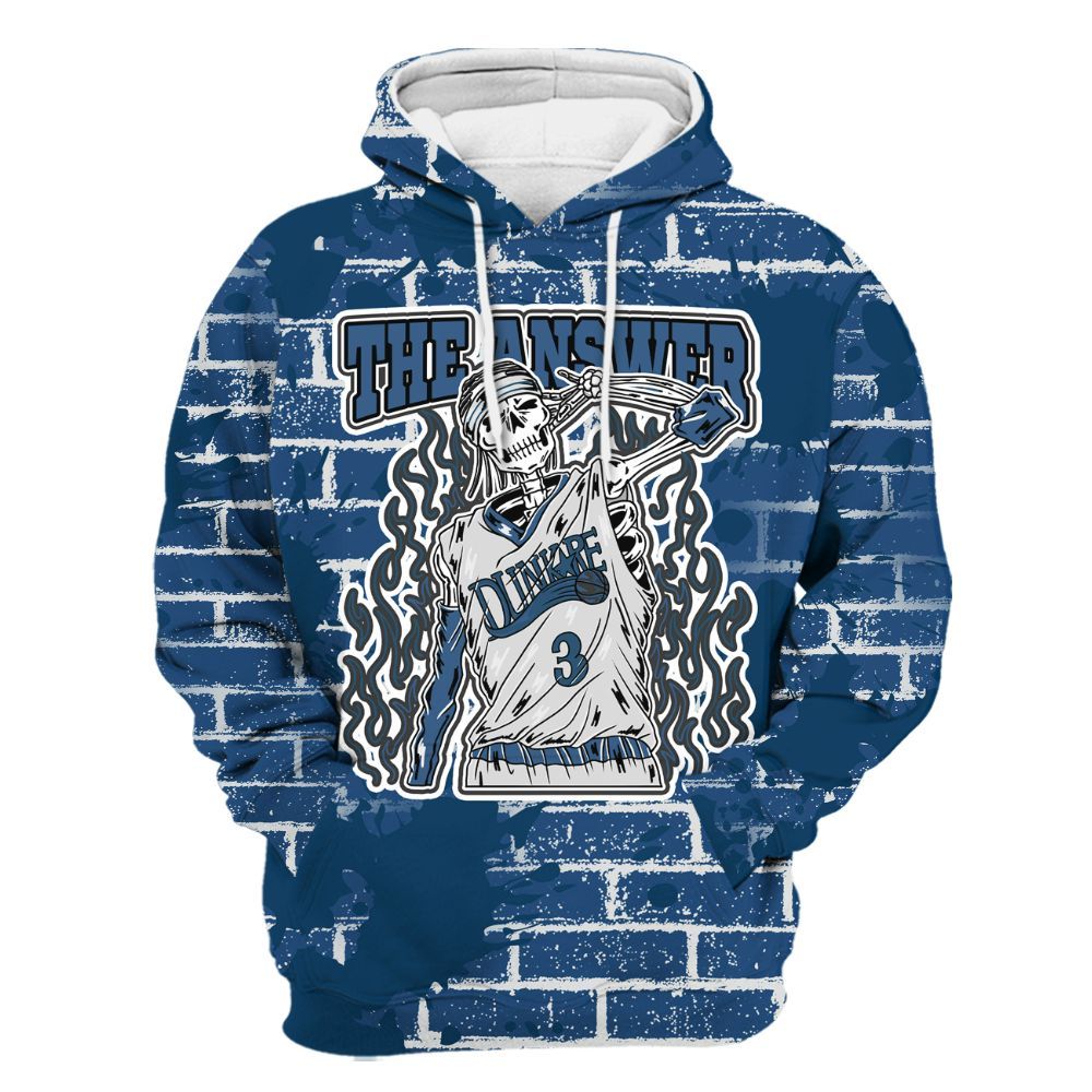 Hoodie To Match High OG Midnight Navy 1s - Allen Answer Skeleton Brick All Over Print