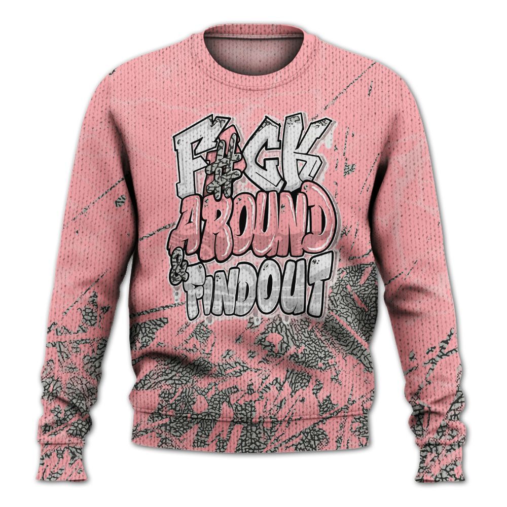 Knitted Sweater To Match Retro Wings 3s - F Around Find Out Graphic Profound