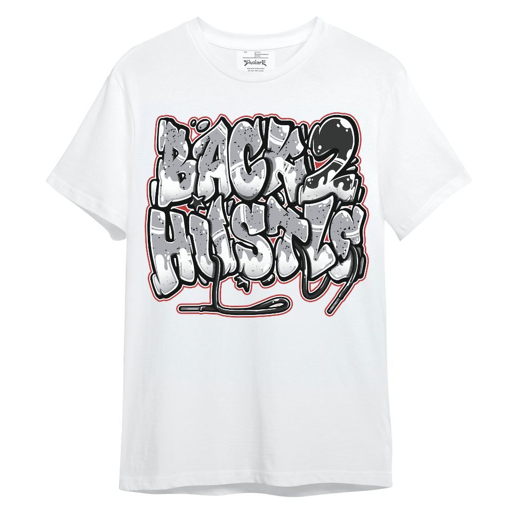 Shirt To Match White Cement 4s - Back 2 Hustles Typo Graphic