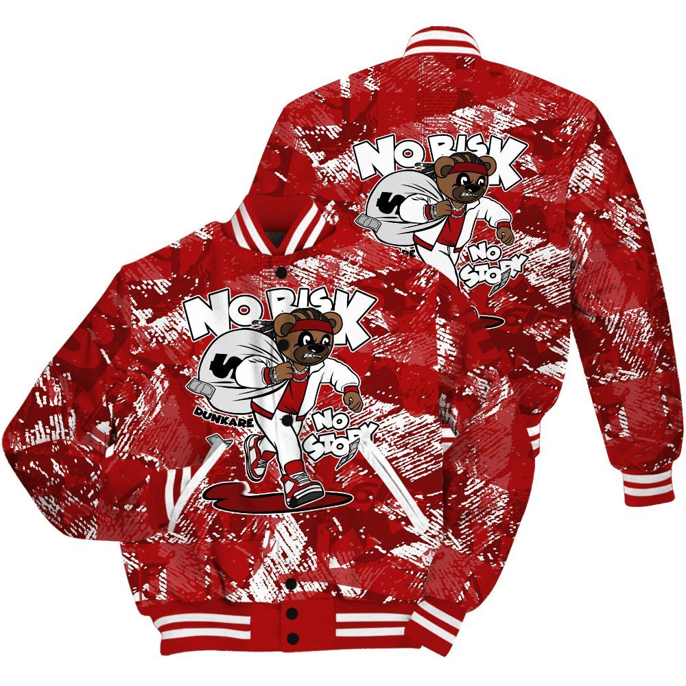 Varsity Jacket To Match Red Taxi 12s Shirt - Certain Bear Abstract Graffiti All Over Print