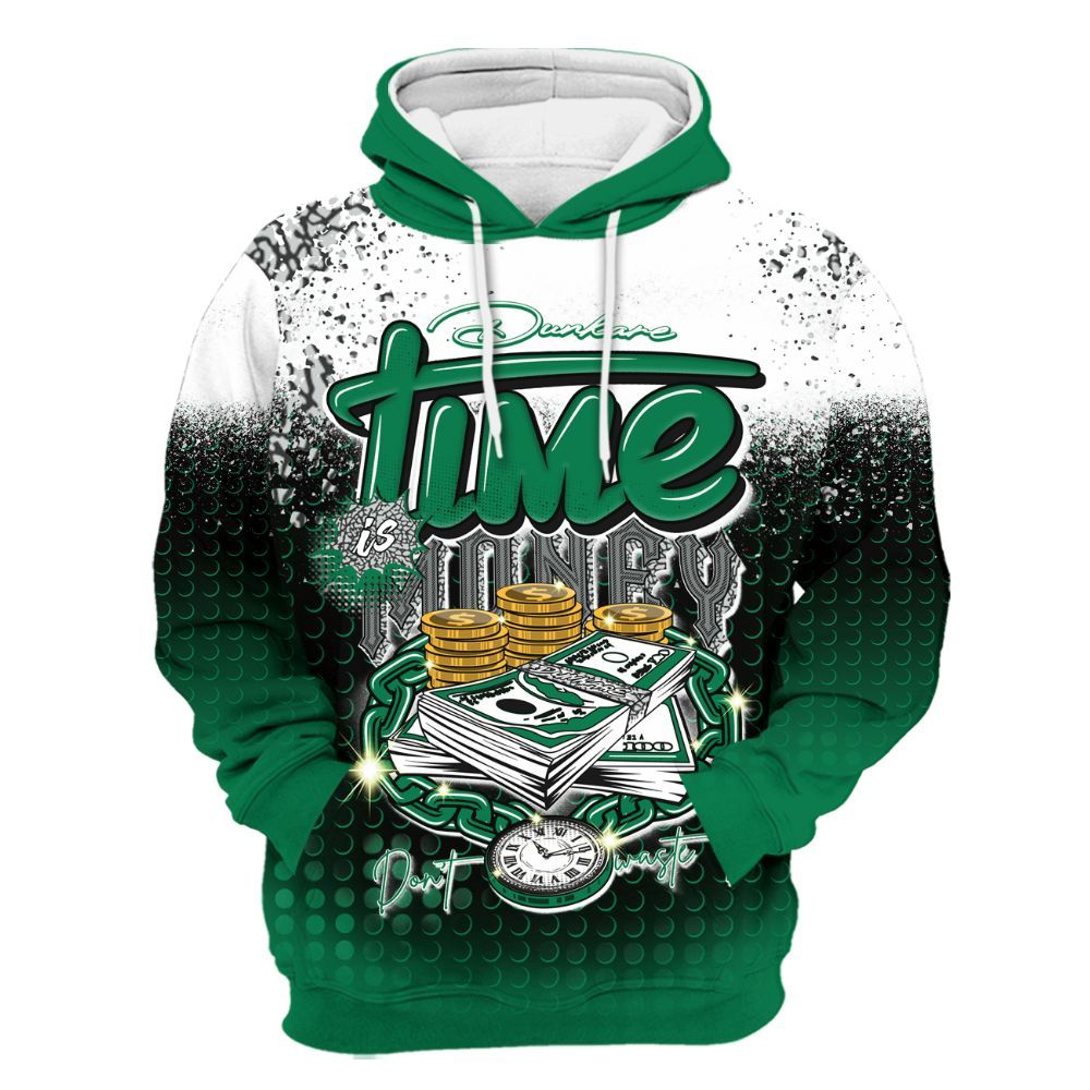 Hoodie To Match Pine Green 3s - Halftone Time Is Money All Over Print