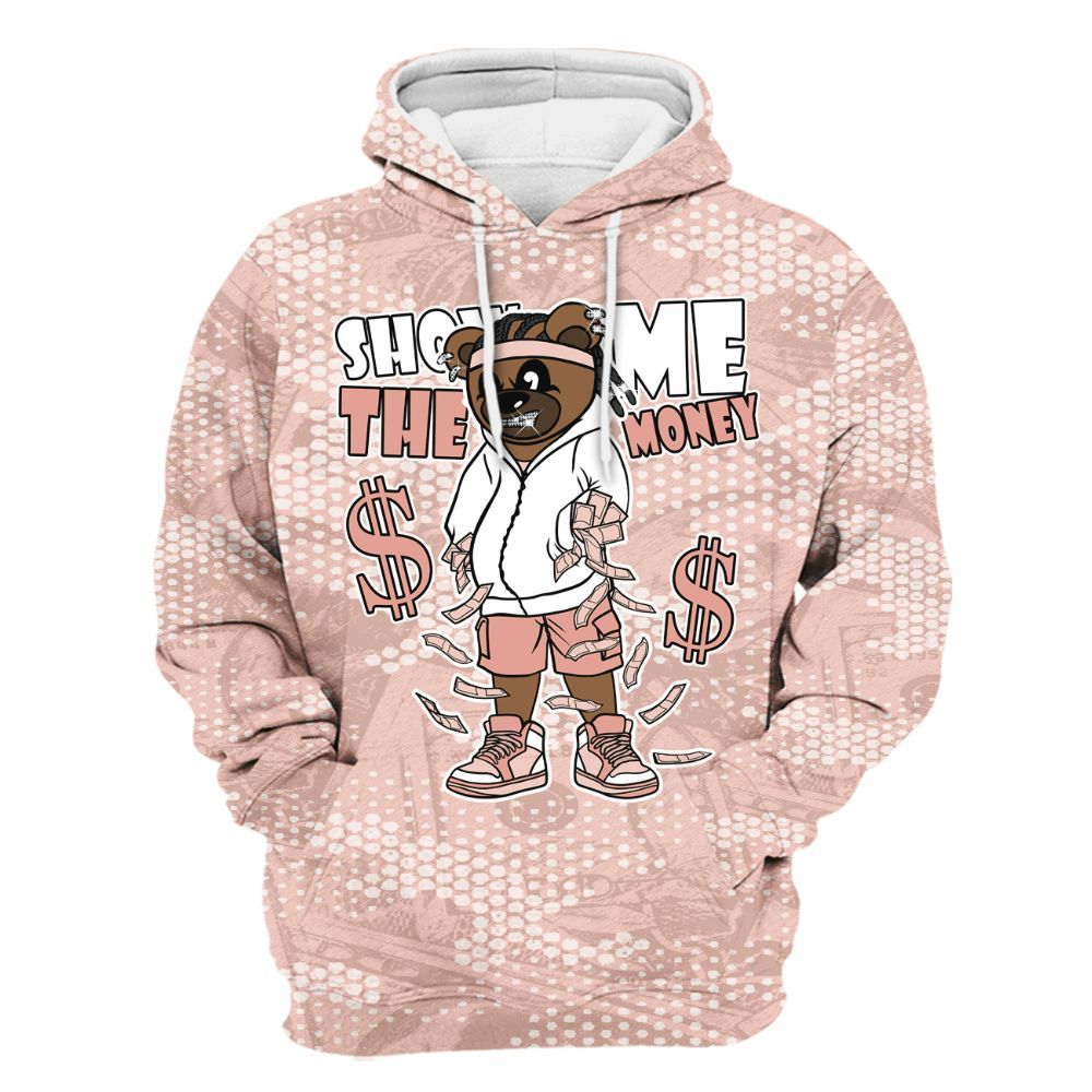 Hoodie To Match Low Legend Pink 11s - Show Me Bear Banknotes Art All Over Print