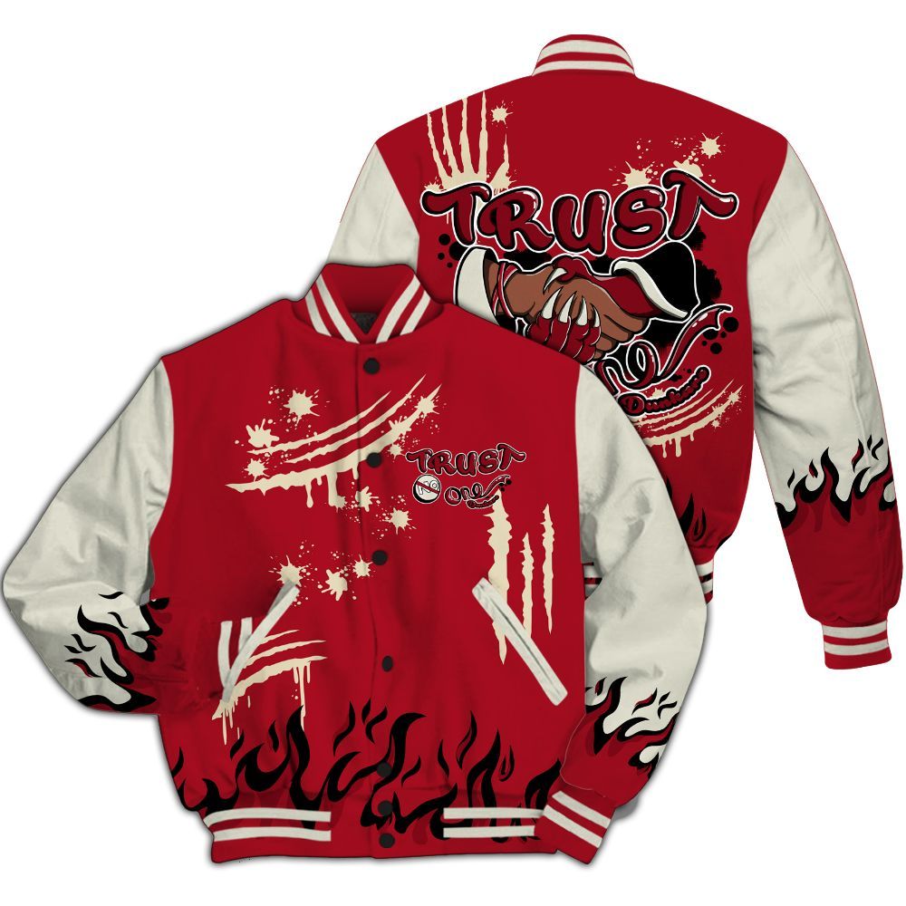 Varsity Jacket To Match 2025 High OG Cinnabar 1s - Graphic Trust No One All Over Print