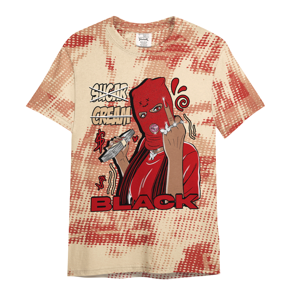 Shirt To Match Dunk Low Strawberry Waffle - Black Sugarcream Unique Letter Pattern Shirt Unisex