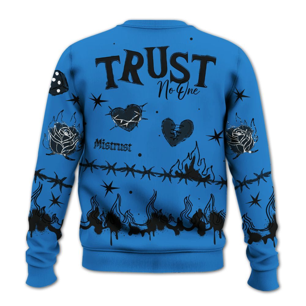 Sweatshirt To Match Hi-Res Blue 700s - Trust No One Snake-Bite Doodle Crayon All Over Print