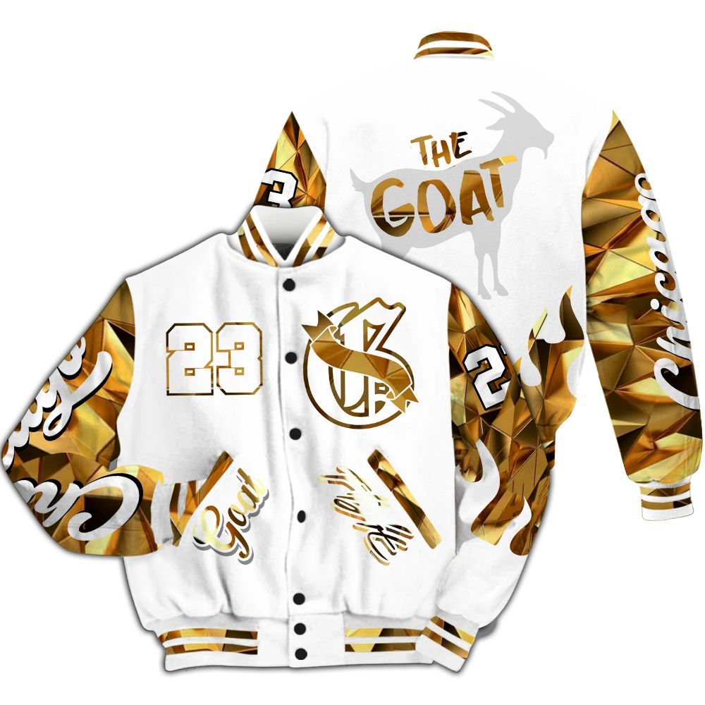 Varsity Jacket To Match NET Gold 4s - The G.O.A.T Flight Streetwear All Over Print