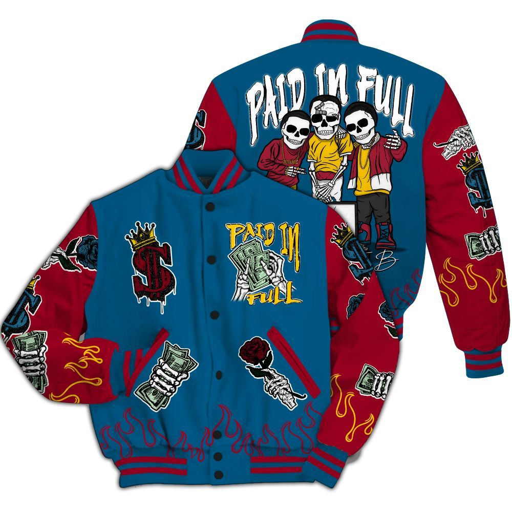 Varsity Jacket To Match GS Messy Room 4s - Fire Everybody Paid In All Over Print