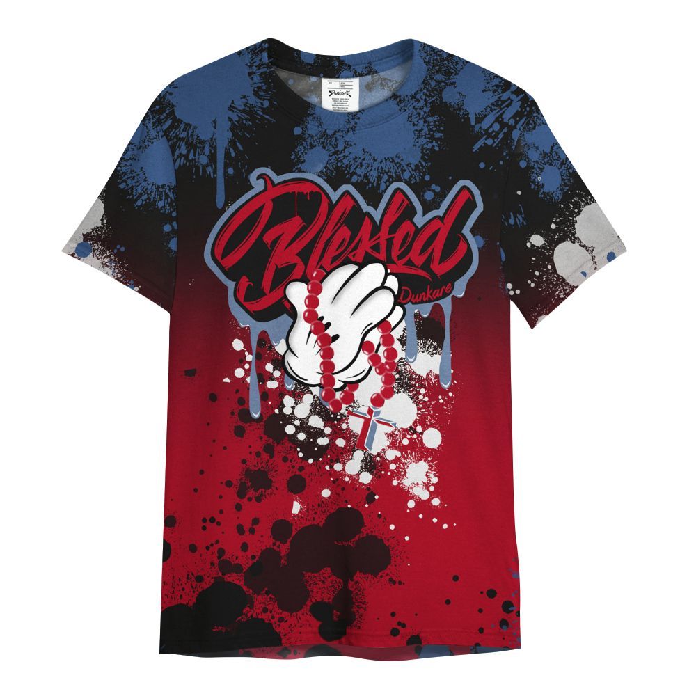 Shirt To Match Air Griffey Max Black Red Navy Blue 1s - God Blessed Ink Drip All Over Print