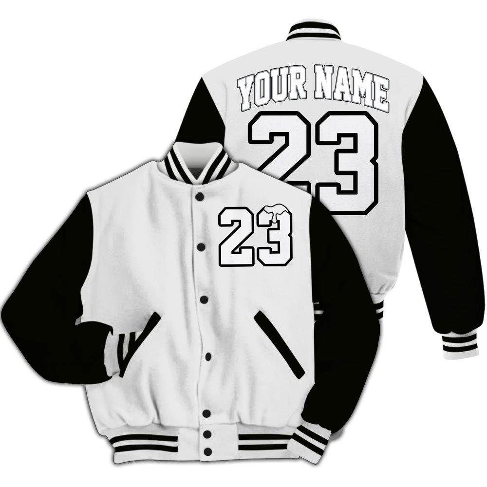 Varsity Jacket To Match Baroque Brown 12s - Custom Name Number 23 Drip All Over Print