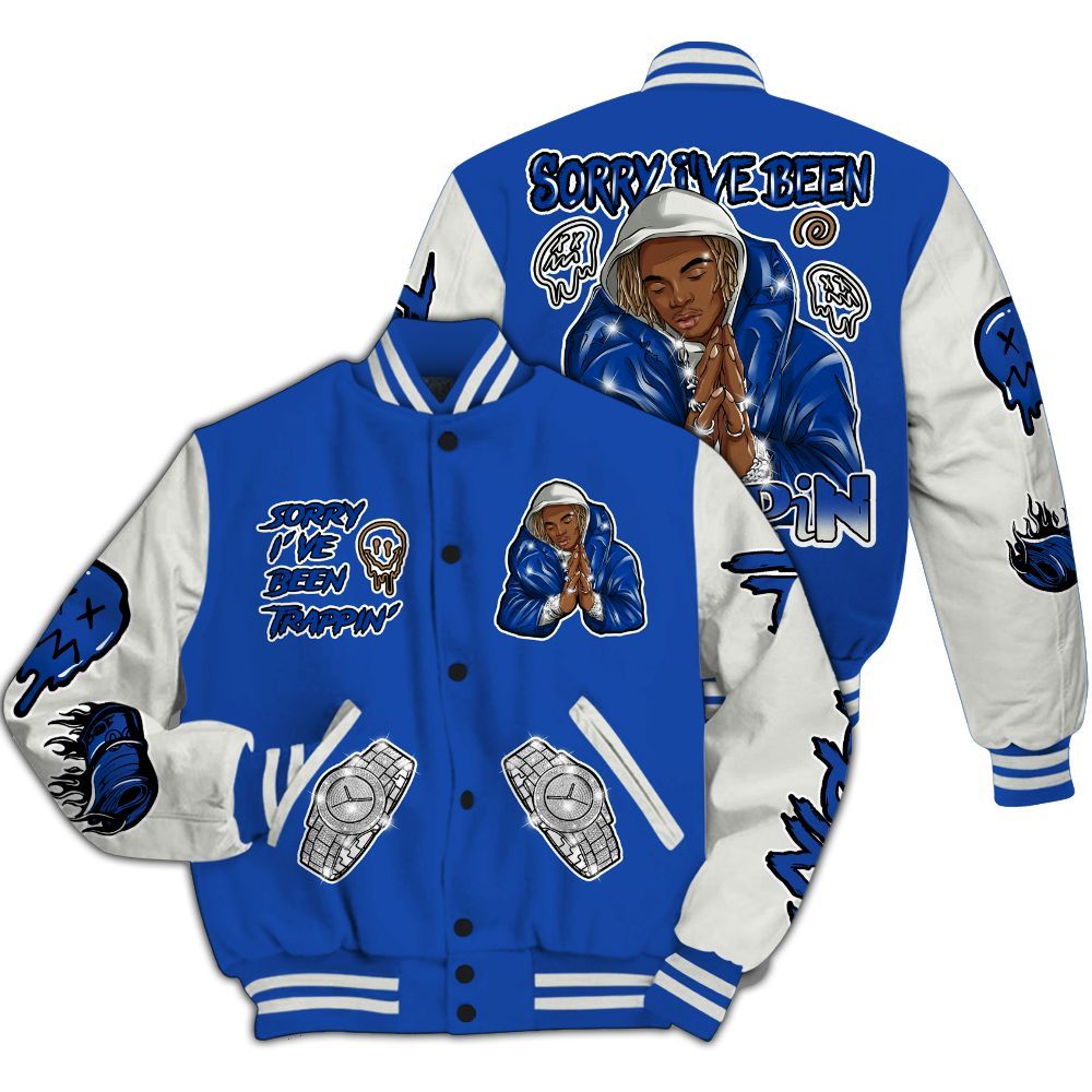 Varsity Jacket To Match Dunk High Racer Blue - Trappin' Unique All Over Print