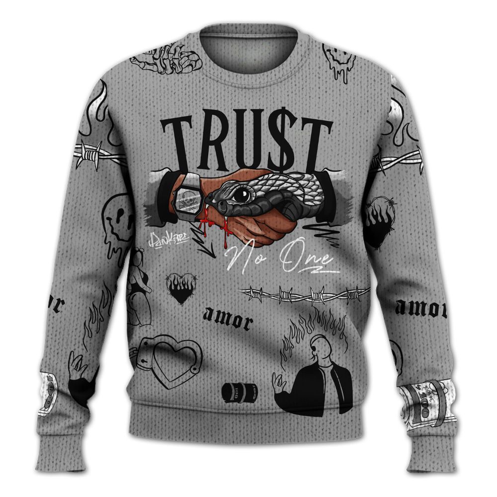 Knitted Sweater To Match Black Wolf Grey 12s - Snake Trust No One