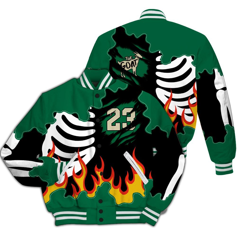 Varsity Jacket To Match Pine Green 4s - Burning Skeleton 23 G.O.A.T All Over Print