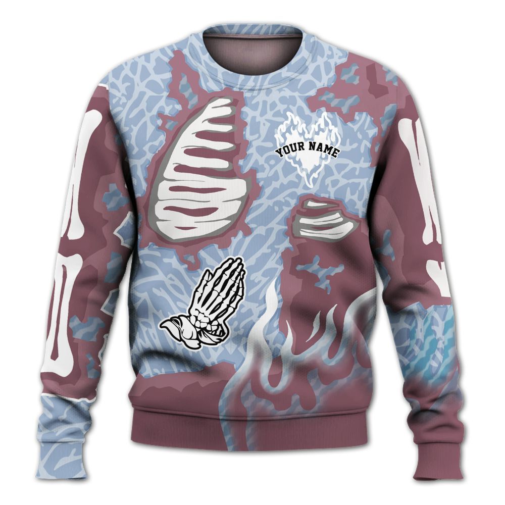 Sweatshirt To Match Denim Pink Glow 3s - Dislike Us Graphic Burning Custom Name All Over Print