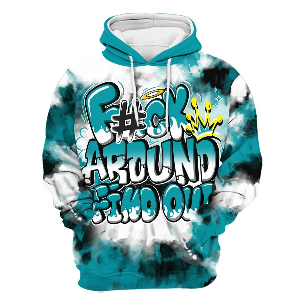 Hoodie To Match Air Griffey Max Aquamarine 1s - Tie Dye FK Around Find Out All Over Print