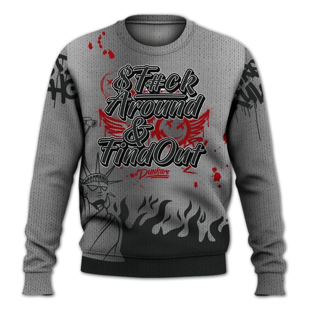 Knitted Sweater To Match Metallic Silver 14s - Graphic Fck Around Find Out