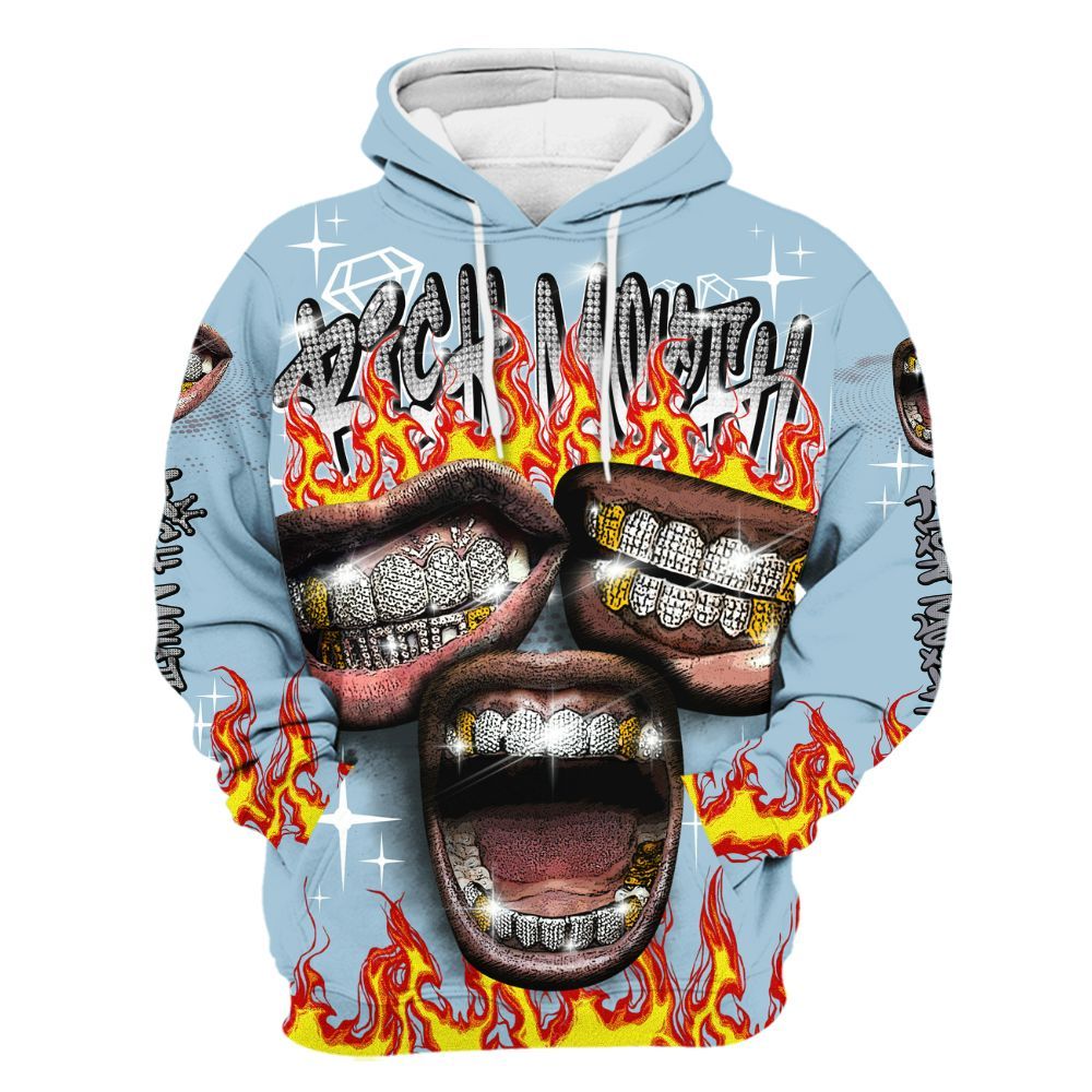 Hoodie To Match Chambray 7s - Rich Mouth Fire Rap Retro 90s All Over Print