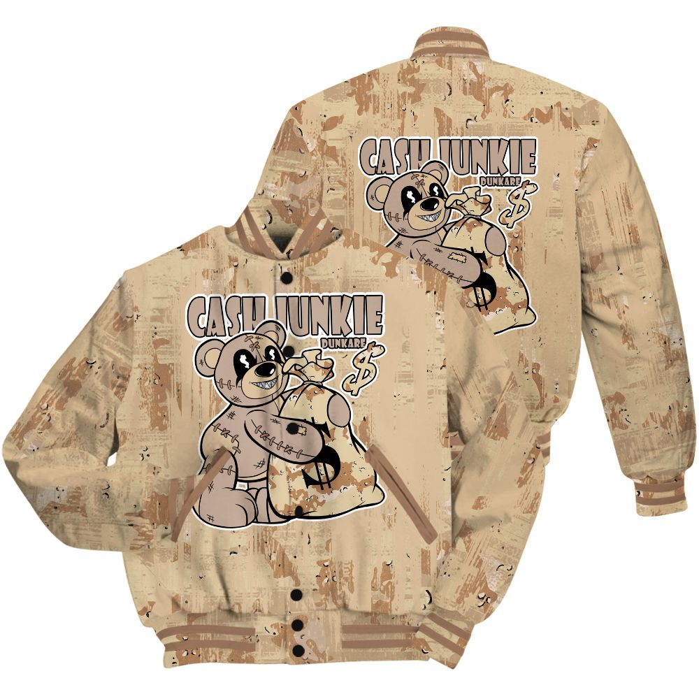 Varsity Jacket To Match Desert Camo 3s Shirt - Cashs Junkie Bear Glitch Art All Over Print
