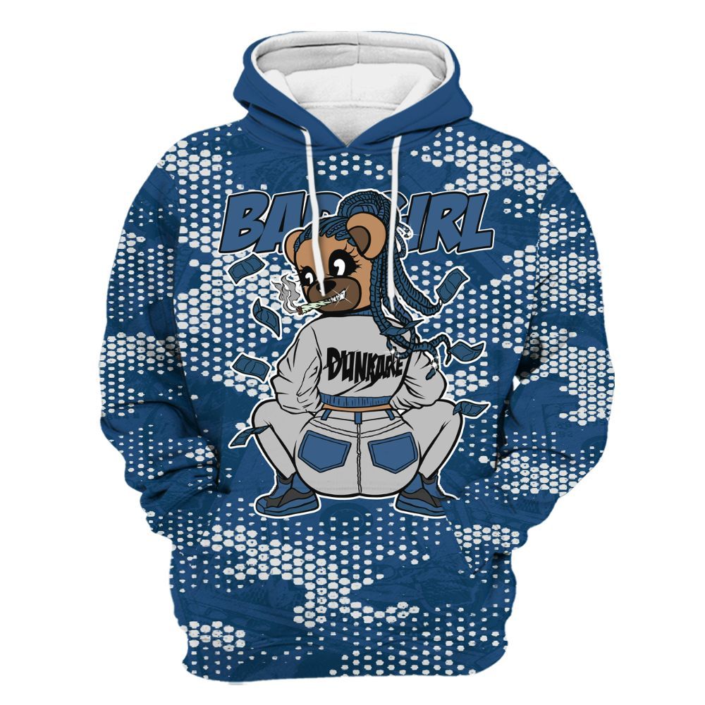 Hoodie To Match High OG Midnight Navy 1s - Rebellious Girl Bear Banknotes Art All Over Print