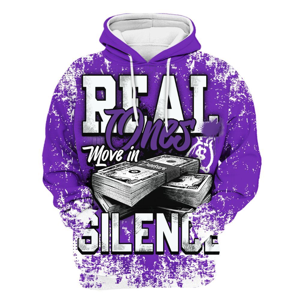 Hoodie To Match Retro Dark Iris 3s - Move In Silence Money Street Retro All Over Print