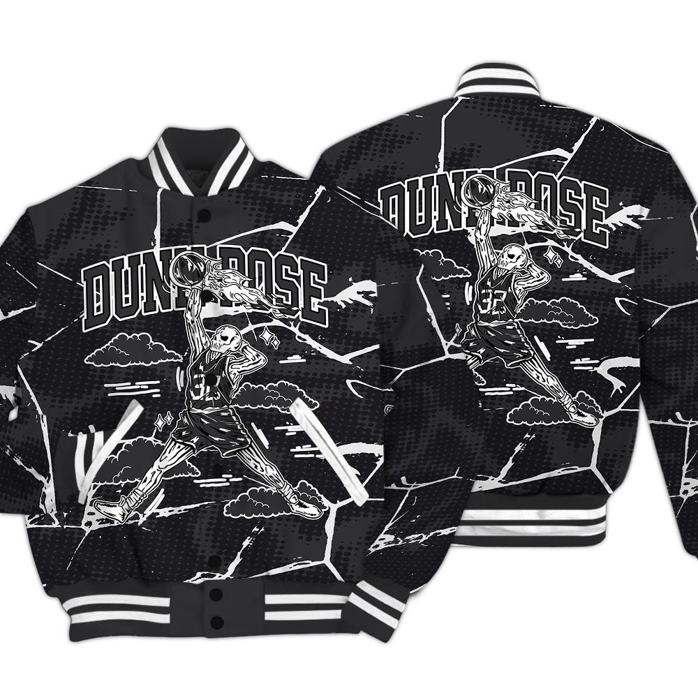 Varsity Jacket To Match White Thunder 4s - Pose Skeleton Crack Varsity Jacket Unisex