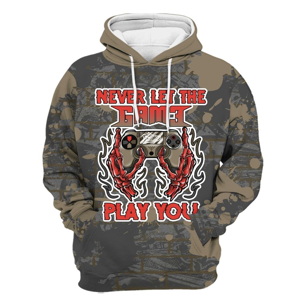 Hoodie To Match Olive 9s - PlayGame Skull Brick All Over Print