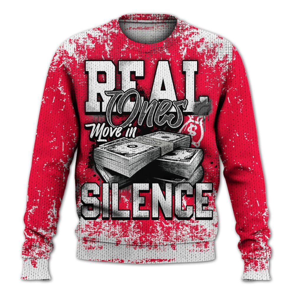 Knitted Sweater To Match Retro Fire Red 3s - Move In Silence Money Street Retro
