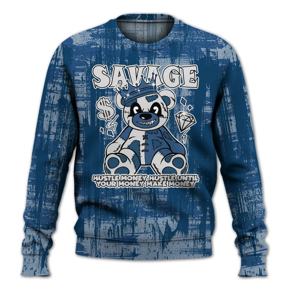Sweatshirt To Match High OG Midnight Navy 1s - Savages Bear Glitch Art All Over Print
