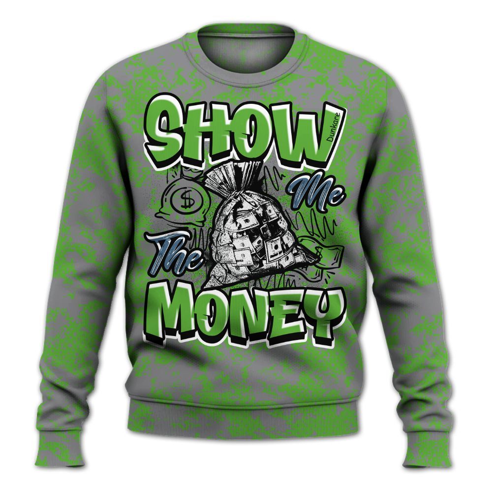 Sweatshirt To Match Retro Green Bean 5s - Show Me The Money Retro All Over Print