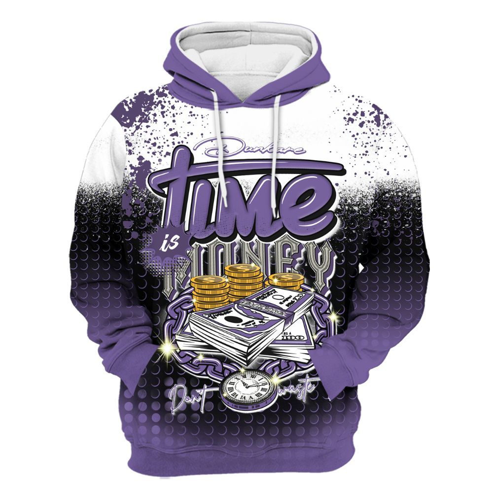 Hoodie To Match Dunk Low Black Raspberry - Halftone Time Is Money All Over Print