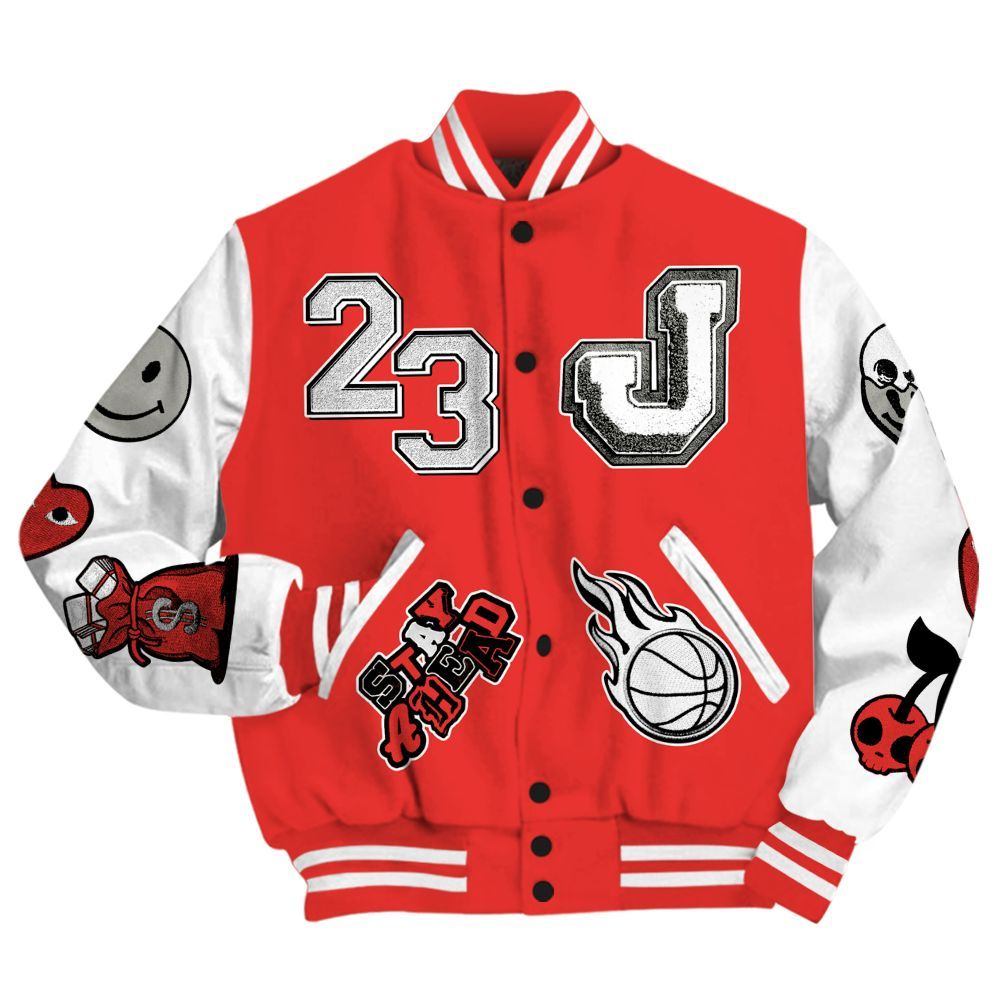 Varsity Jacket To Match Vomero 5 Bright Crimson - Hustles Money Number 23 All Over Print