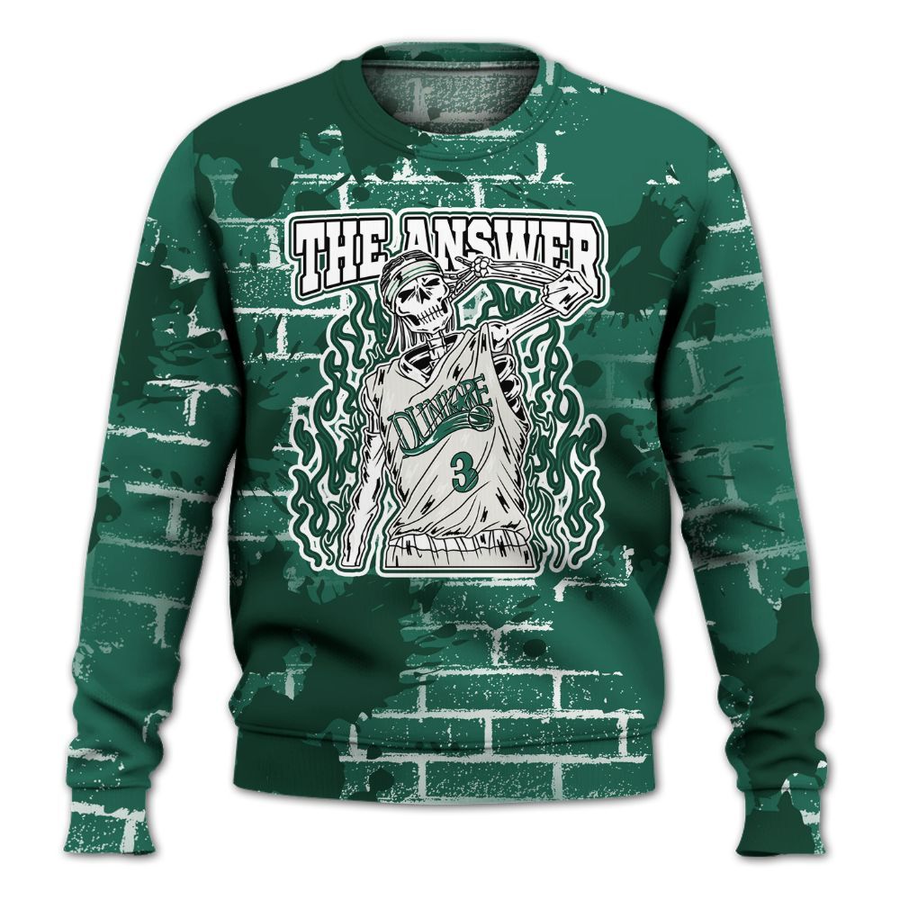 Sweatshirt To Match Oxidized Green 4s - Allen Answer Skeleton Brick All Over Print