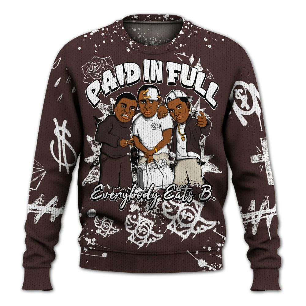 Knitted Sweater To Match Burgundy Crush 3s - Everybody Paid In Full Crayon