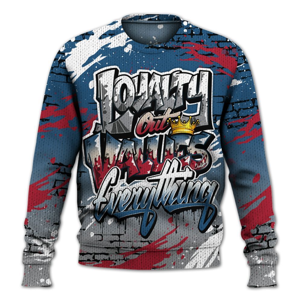 Knitted Sweater To Match Rare Air 3s - Values Of Loyalty Drip