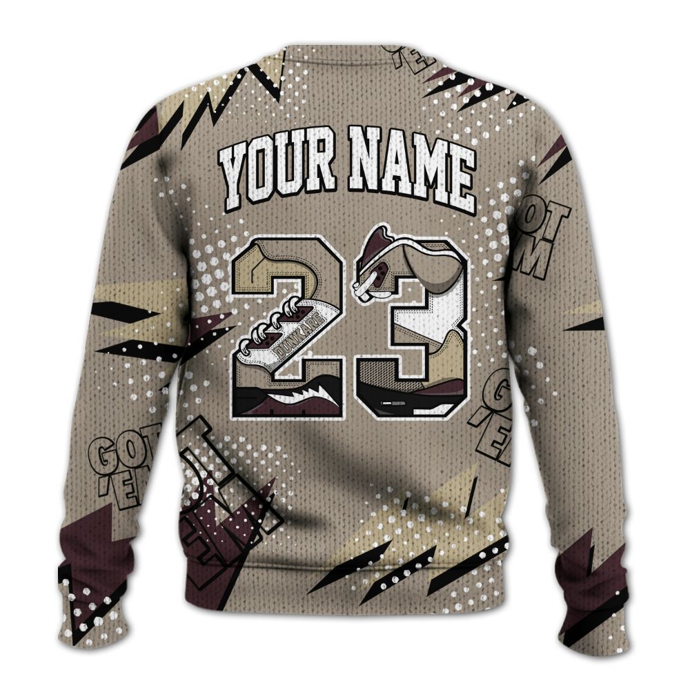 Knitted Sweater To Match AMM Retro Phantom 4s - Custom Name Number 23 5s