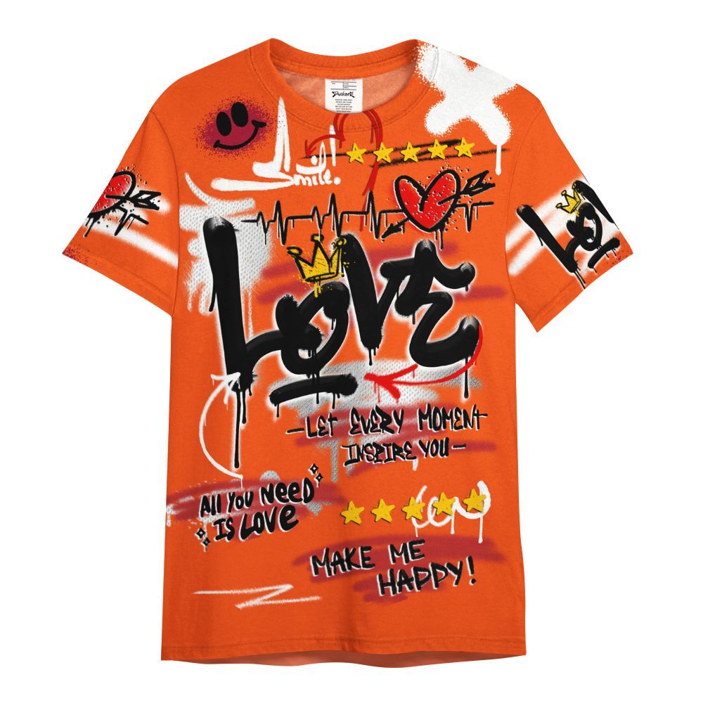 Shirt To Match Kobe 6 Protro Total Orange - Happy Love Beats Graffiti Streetwear All Over Print