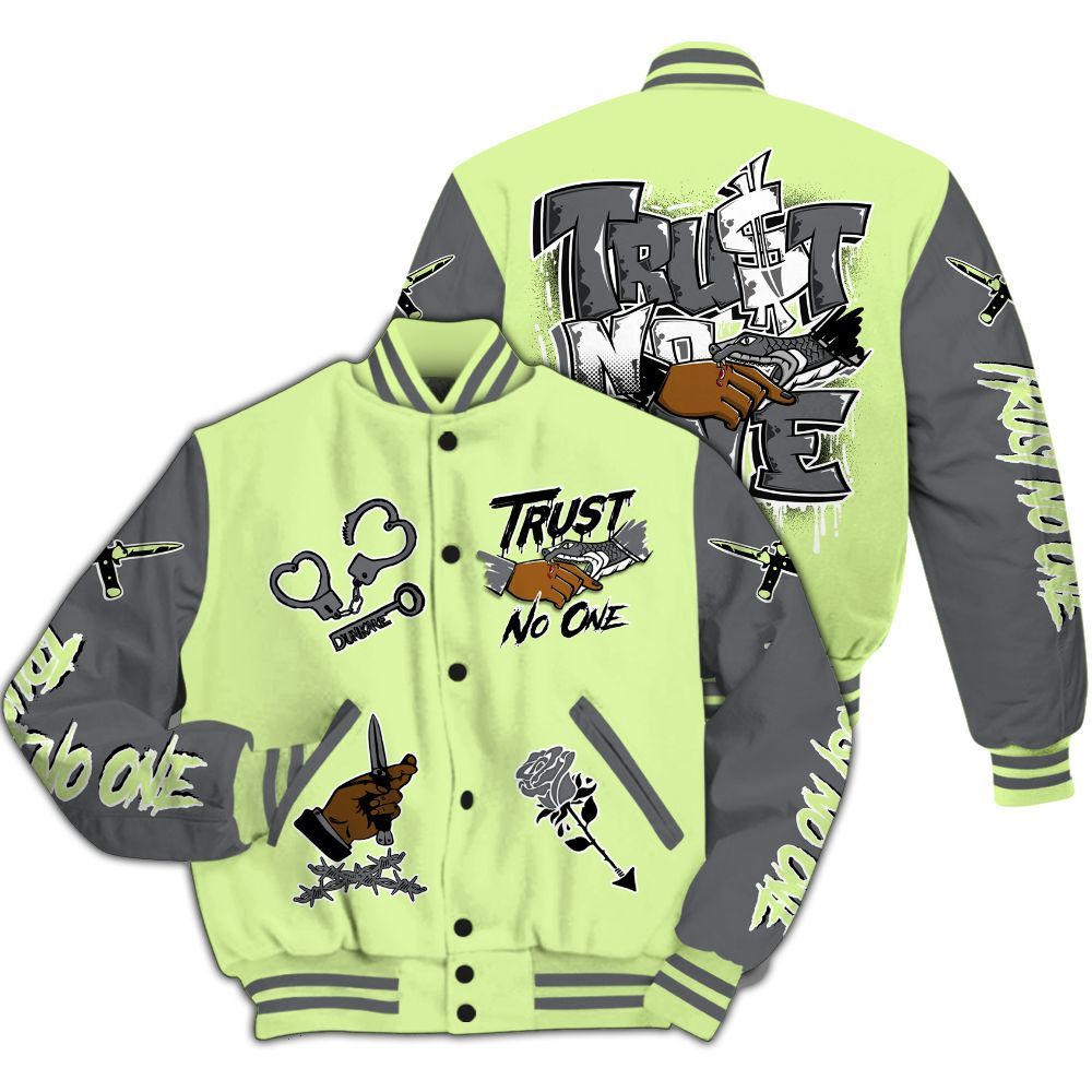 Varsity Jacket To Match Smoke Grey Volt TR 1s - Trust No One Dripping All Over Print