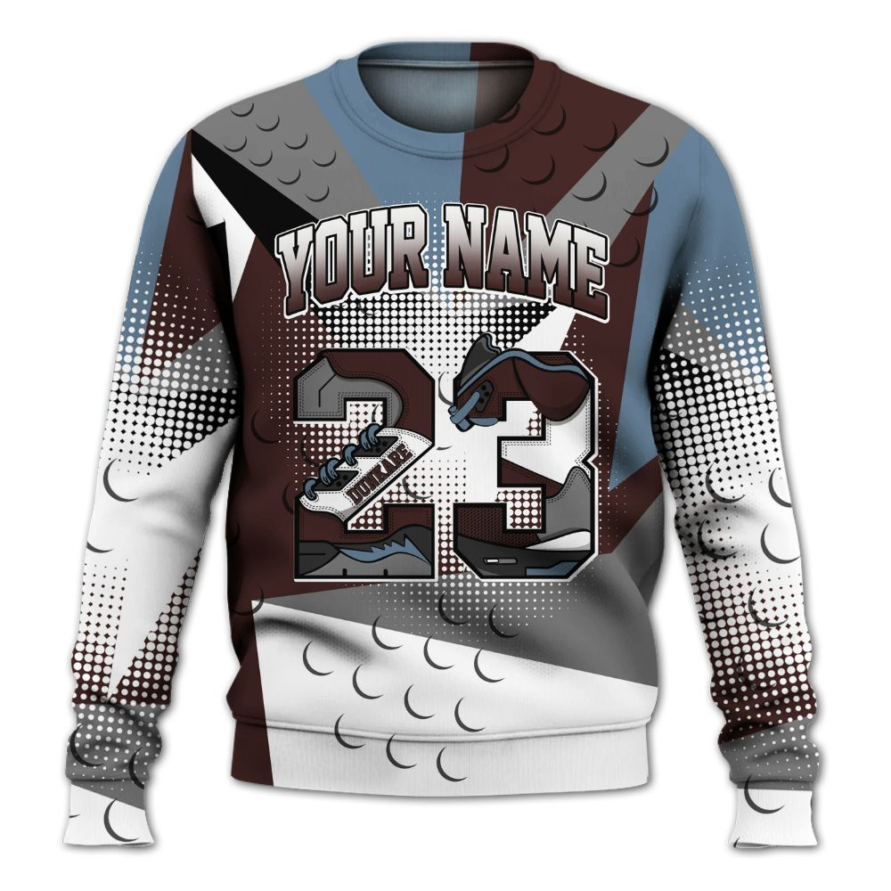 Sweatshirt To Match Burgundy 5s - Poly Custom Name Number 23 5s All Over Print