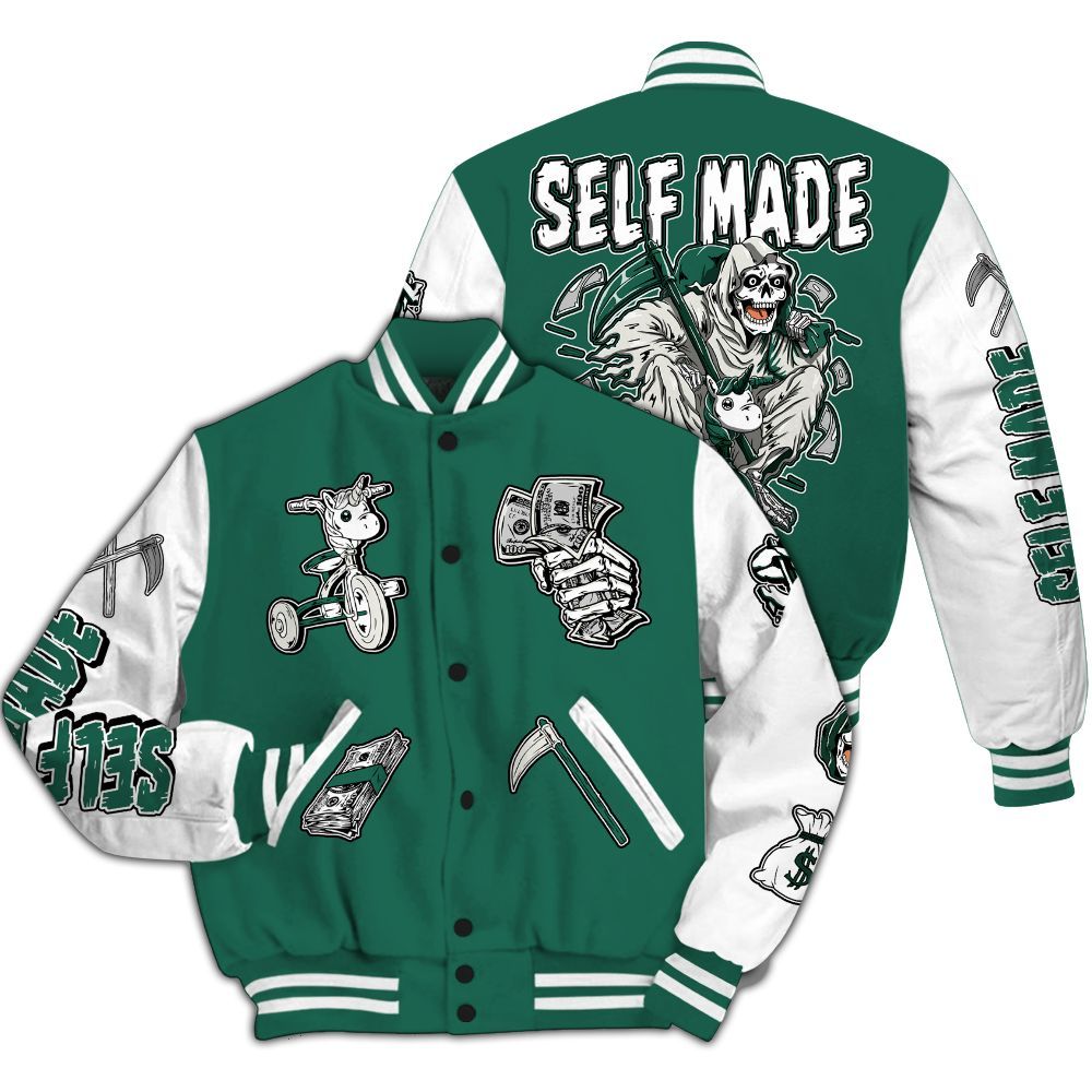 Varsity Jacket To Match Oxidized Green 4s - Self Make Skeleton All Over Print