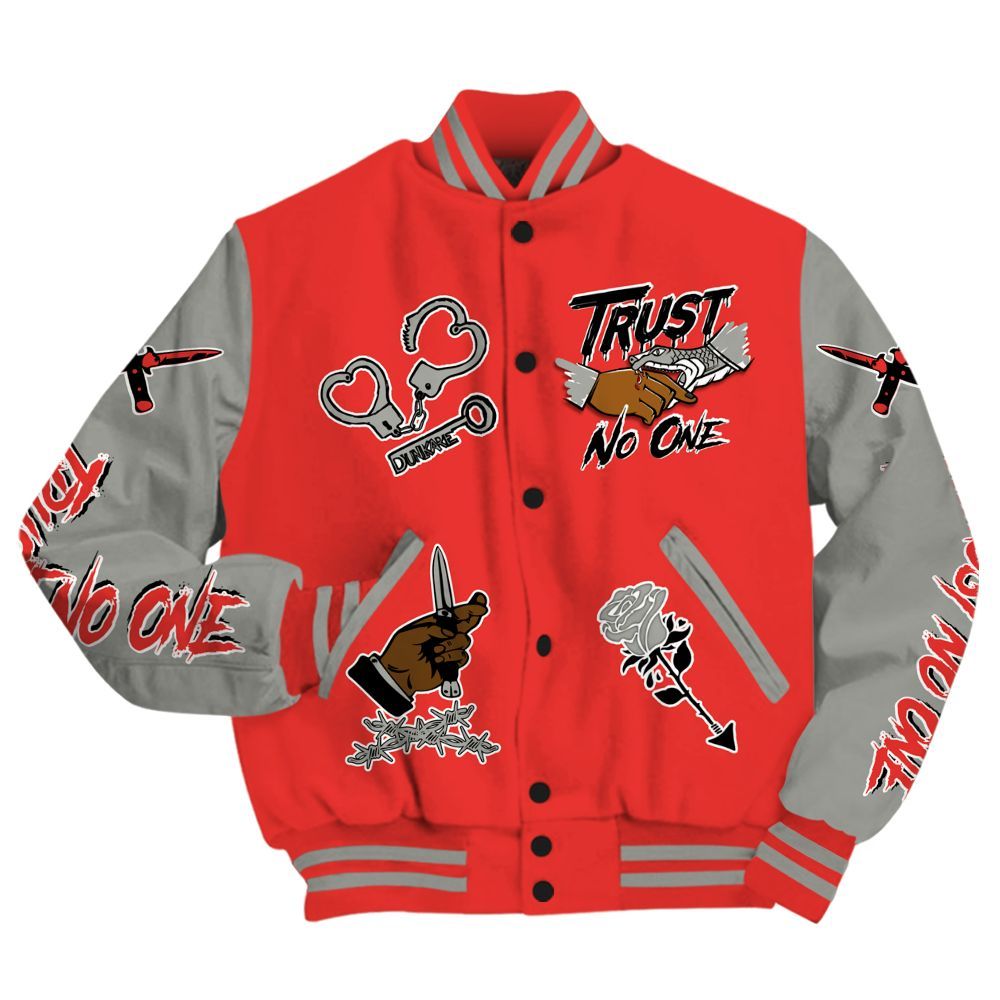Varsity Jacket To Match Vomero 5 Bright Crimson - Trust No One Dripping All Over Print