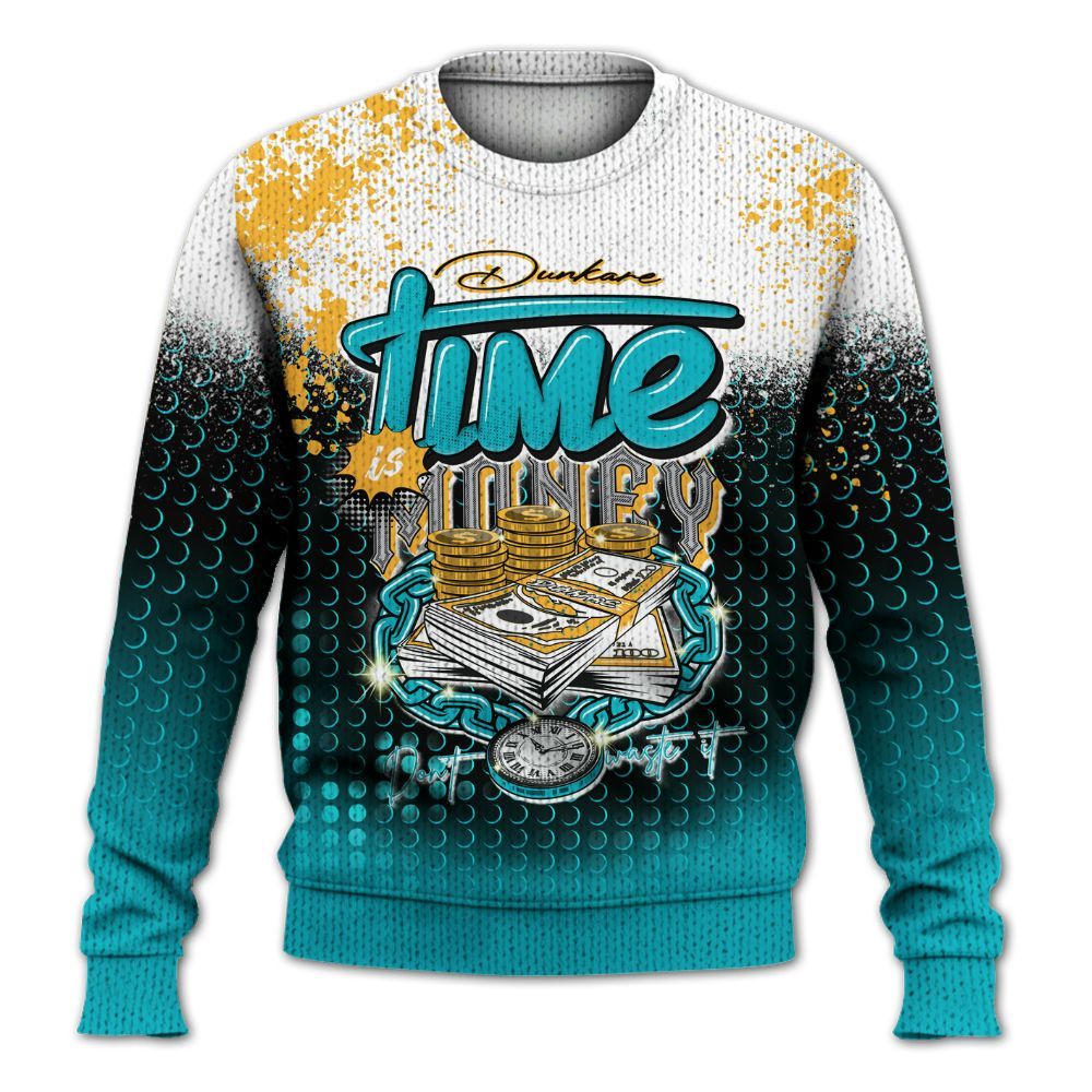 Knitted Sweater To Match Retro Aqua 5s - Halftone Time Is Money