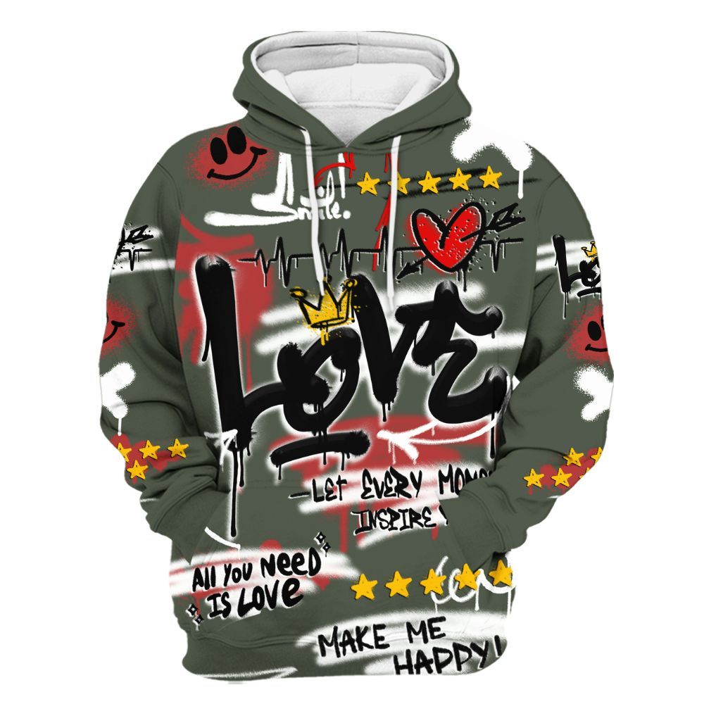 Hoodie To Match Air Force 1 Low Year Of The Snake Shirt, Happy Love Beats Graffiti Streetwear All Over Print