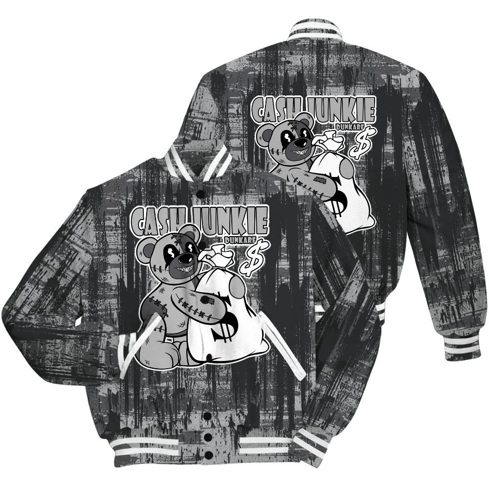 Varsity Jacket To Match White Thunder 4s Shirt - Cashs Junkie Bear Glitch Art All Over Print