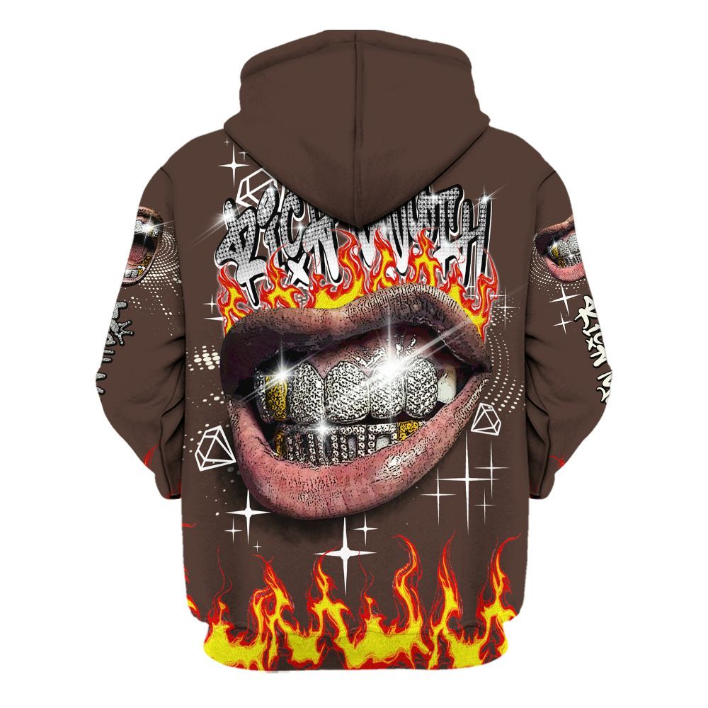 Hoodie To Match SoleFly Cafecito 12s - Rich Mouth Fire Rap Retro 90s All Over Print