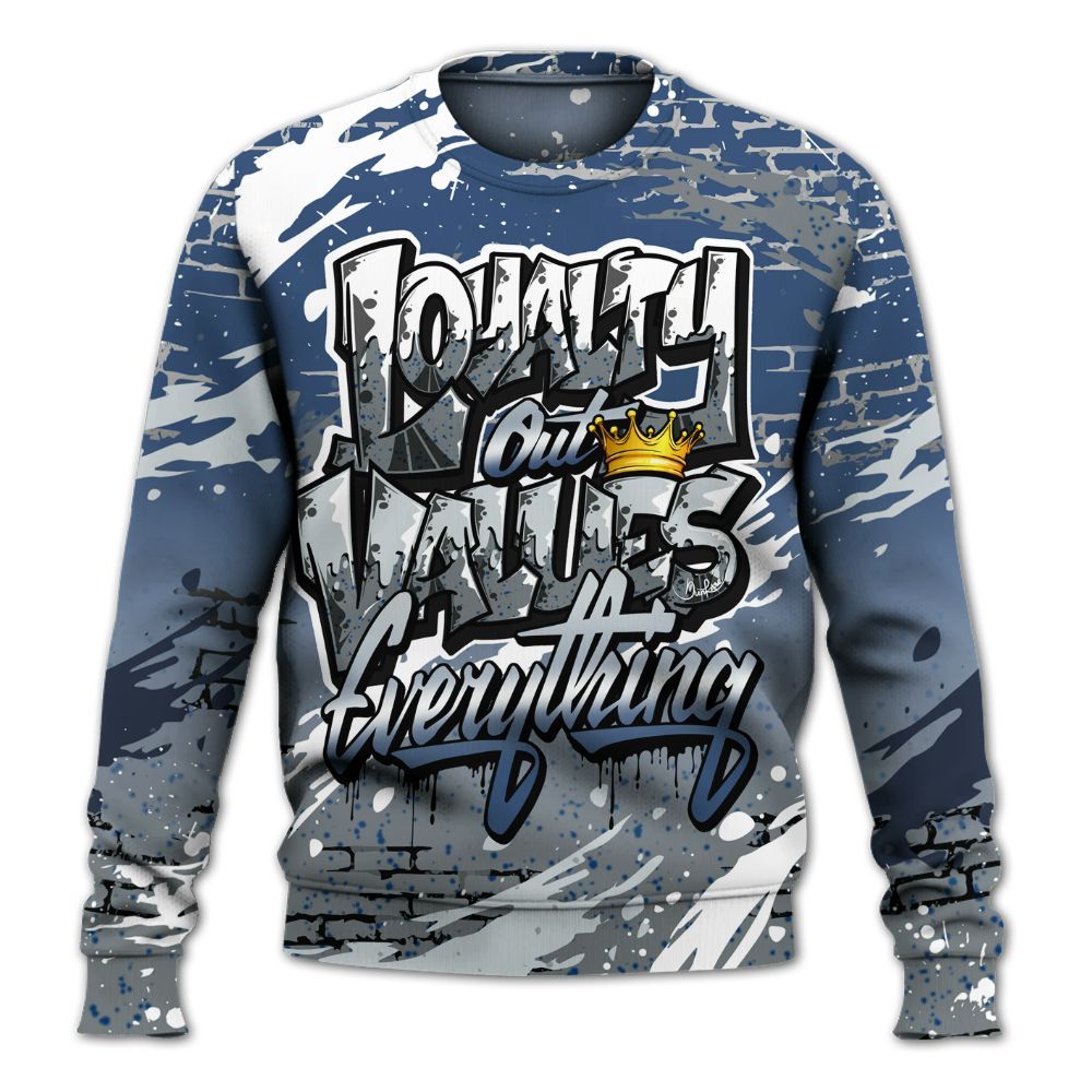 Sweatshirt To Match Midnight Navy 4s - Values Of Loyalty Drip All Over Print