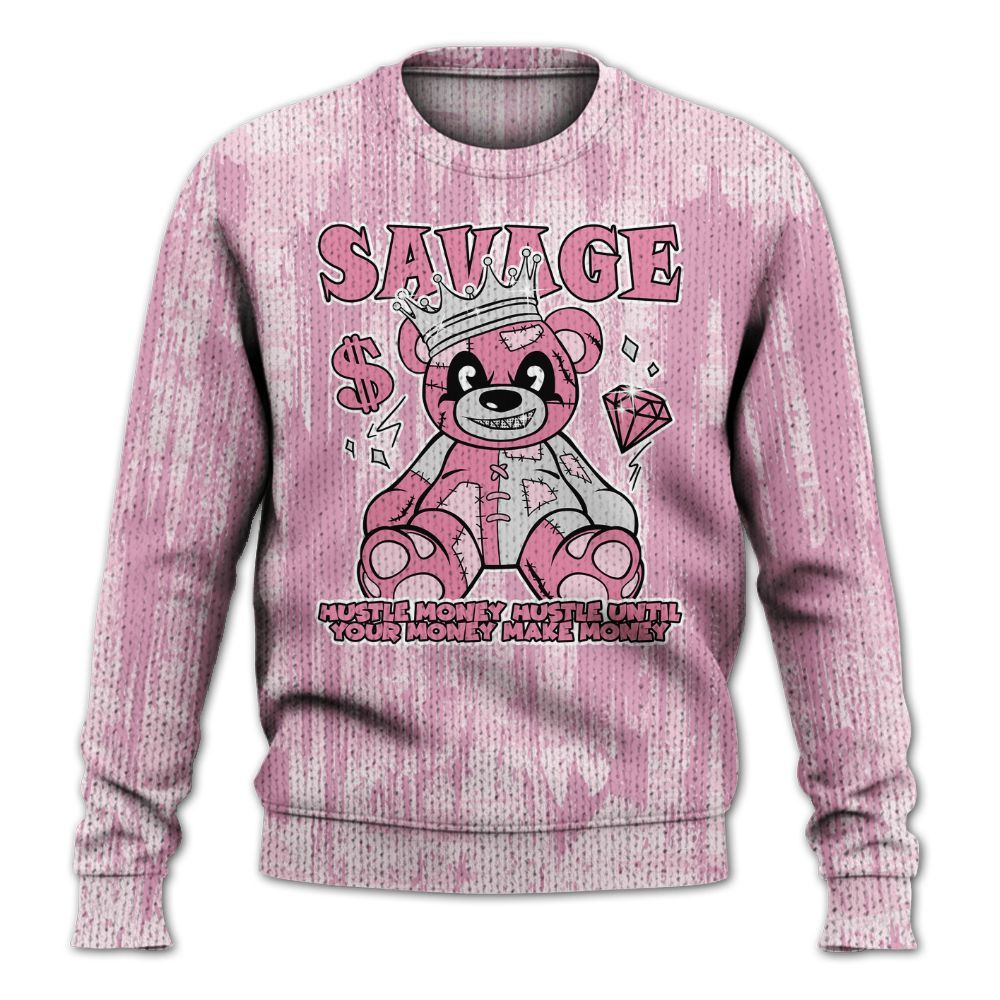 Knitted Sweater To Match Orchid 4s - Savages Bear Glitch Art