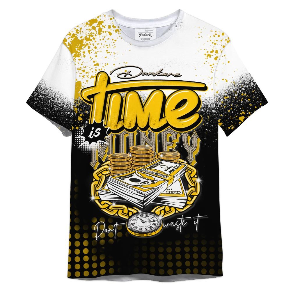 Dunkare Shirt Halftone Time Is Money, Vivid Sulfur 4s T-Shirt, To Match Sneaker Vivid Sulfur 4s Graphic Tee HDT