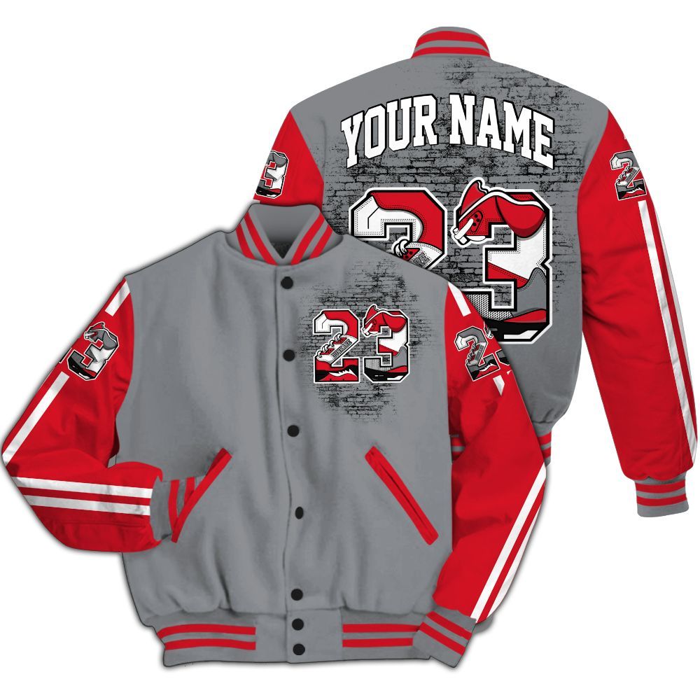 Varsity Jacket To Match Black Cement 3s - Custom Name Number 23 5s All Over Print