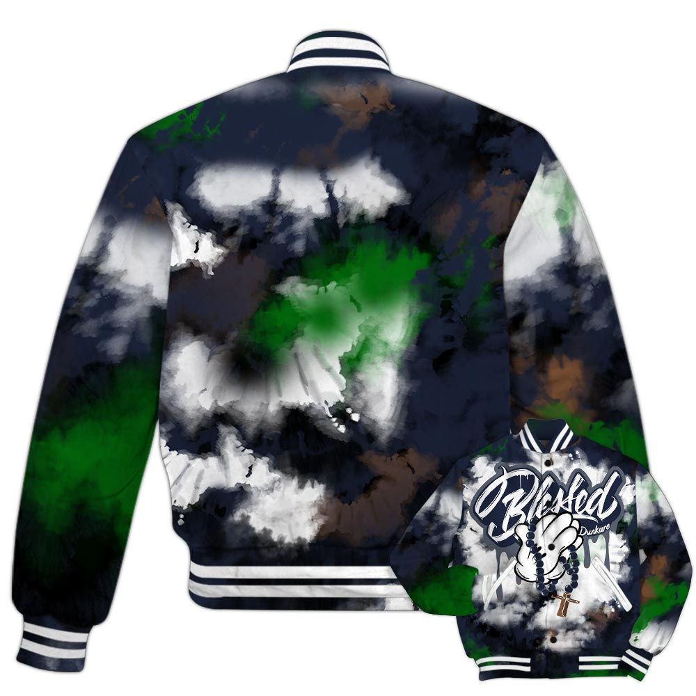 Varsity Jacket To Match Midnight Navy 13s - God Blessed Dripping Varsity Jacket Outfit 1505 NCT