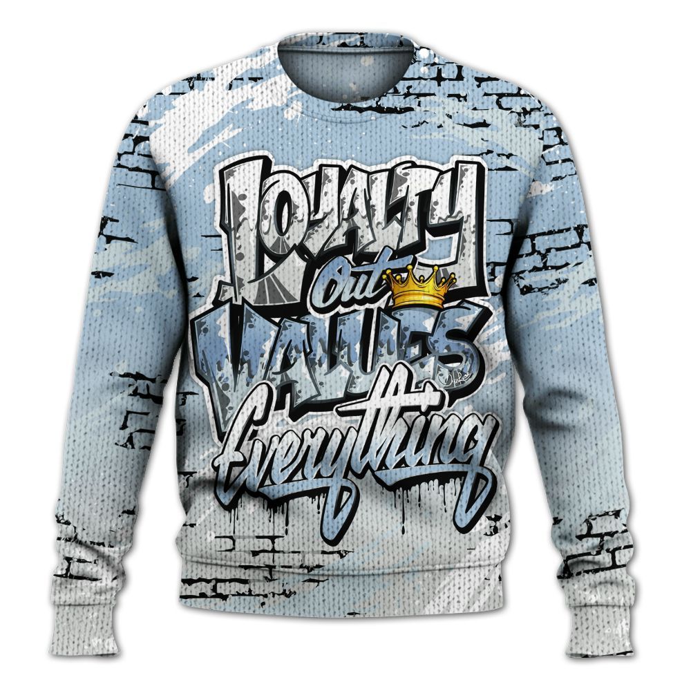 Knitted Sweater To Match Forget Me Not 4s - Values Of Loyalty Drip